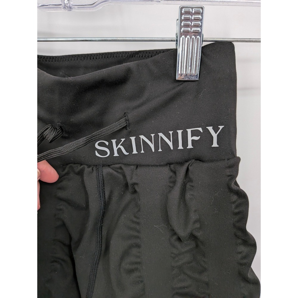 SKINNIFY 8 Band Leggings Womens XS Black Ruched High Rise Athletic Yoga Pants - Picture 3 of 6
